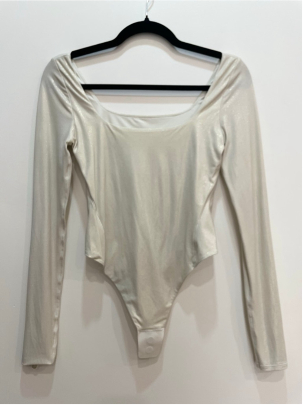 Lululemon Wundermost Nulu Square neck Long Sleeve Bodysuit Small Shimmer